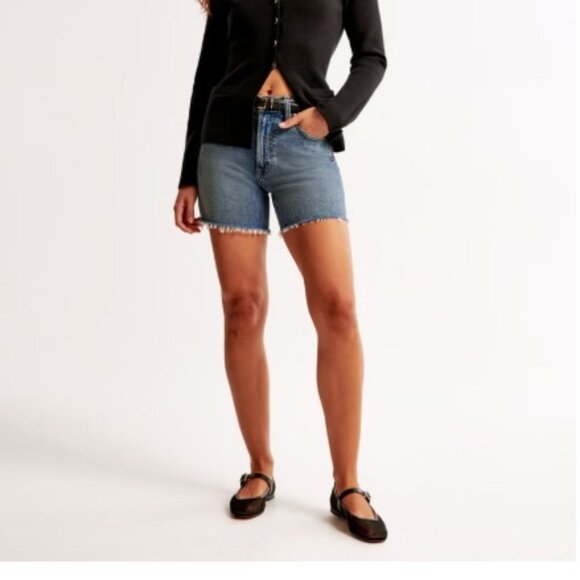 Abercrombie & Fitch High Rise Dad Denim Shorts - Size 26 - Picture 1 of 5